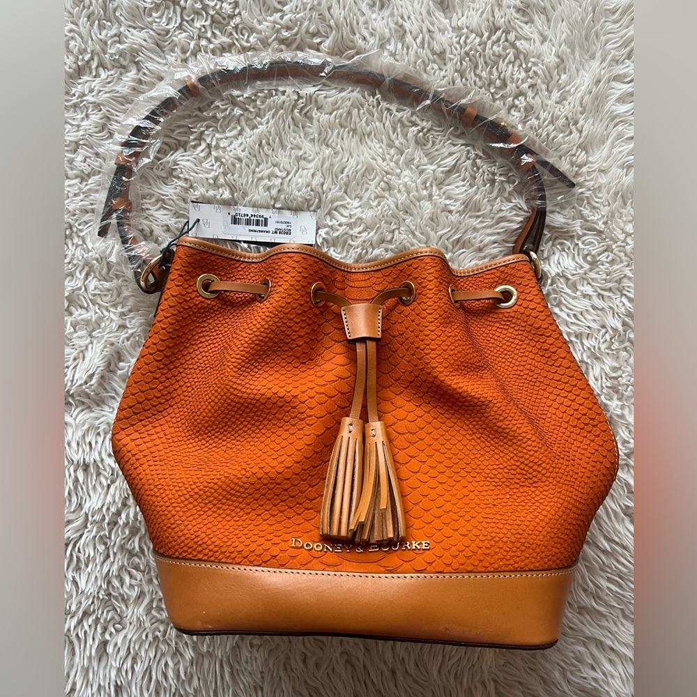 Dooney & Bourke Orange Drawstring Bucket Bag
